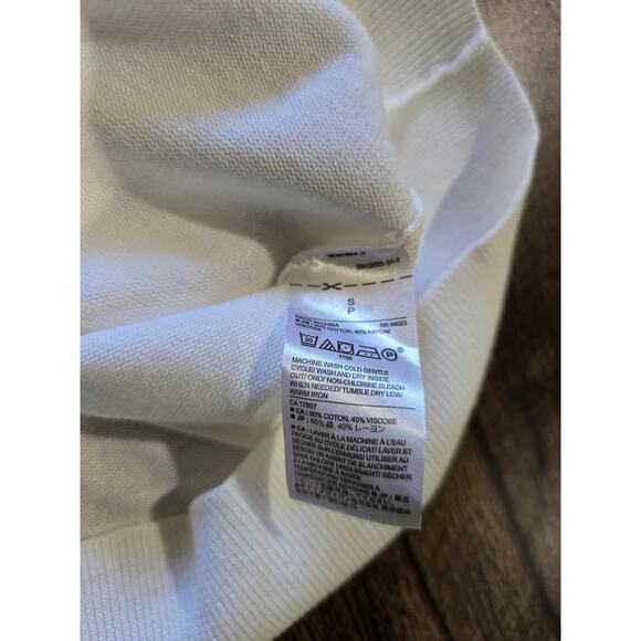 Banana Republic Women’s White Flutter Sleeve Knit Top Small Cotton Viscose Blend - Picture 7 of 9